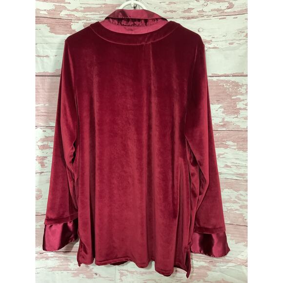 Vintage Venezia Velour Blouse Size 1X Cranberry - Picture 9 of 10
